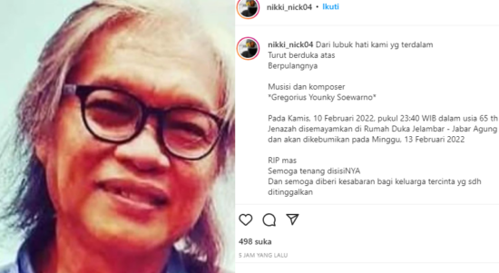 Musisi Senior Younky Soewarno Meninggal Dunia