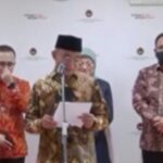 Meno PMK Muhajir Effendi saat jumpa pers. (Istimewa)